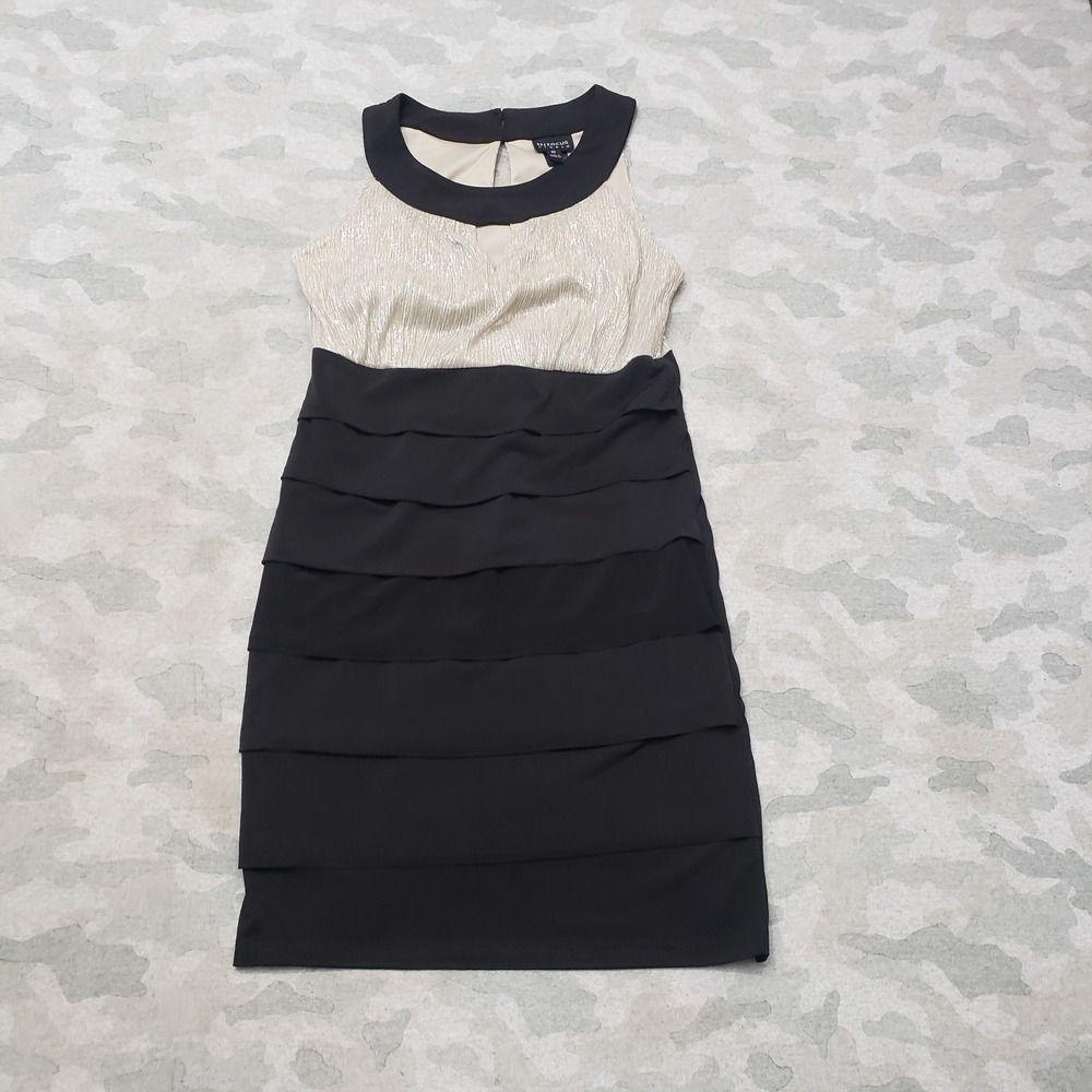 Enโ Focus Studio Dress Womens 10 Black Layered Sleeveless Cocktail Bodycon